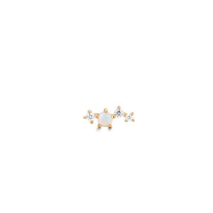 VENUS | 14K Yellow Gold Opal & Diamond Piercing Earring Front