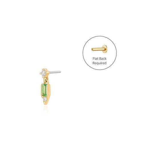 VESPER | 14K Yellow Gold Tsavorite & Diamond Piercing Earring Front