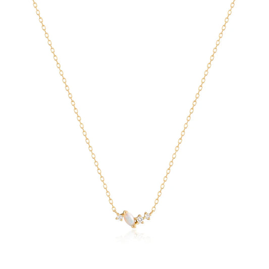 ZEPHYR | 14K Yellow Gold Opal & Diamond Necklace