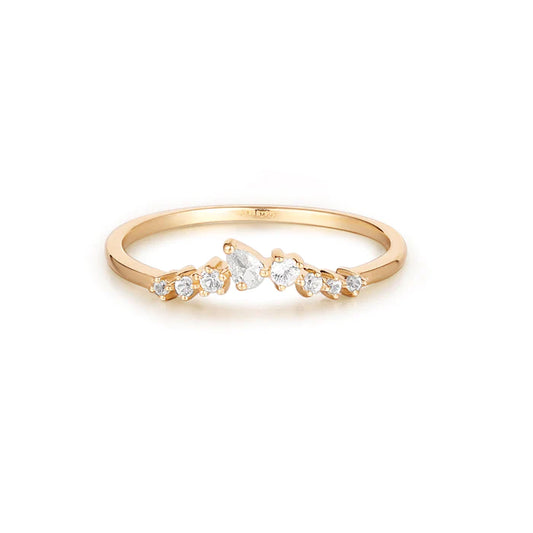 ADORA | Pear and Round White Sapphire Curved Ring