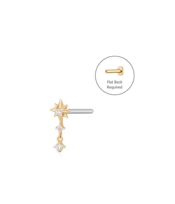 NOVA | 14K Yellow Gold Triple Diamond Starburst Piercing Earring Front