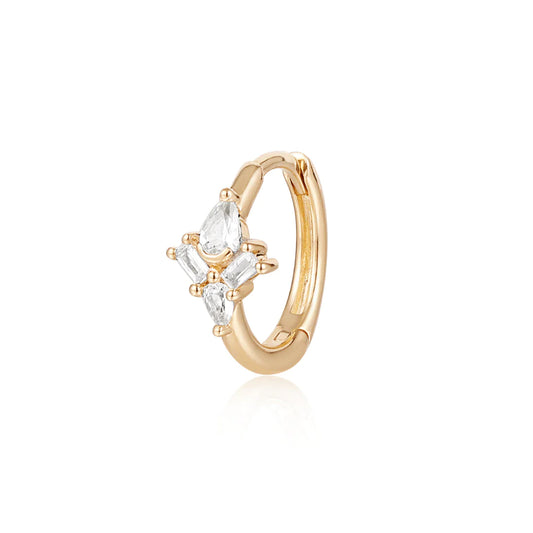 AURORA | Pear and Baguette White Sapphire Huggie Hoop