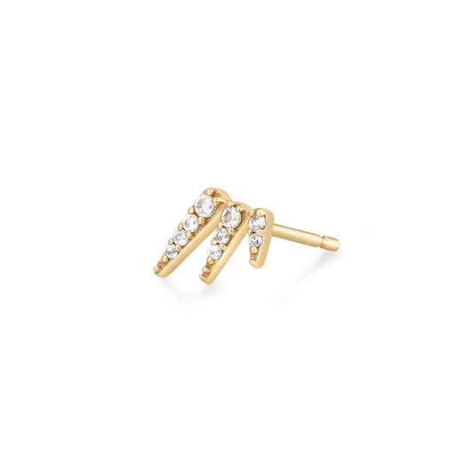 CHANDRA | 14K Yellow Gold White Sapphire Single Stud