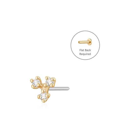 CLOVER | 14K Yellow Gold Diamond Piercing Earring Front