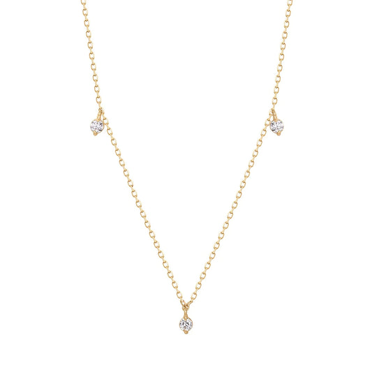 CRESSIDA | 14kyg Floating Triple Diamond Necklace