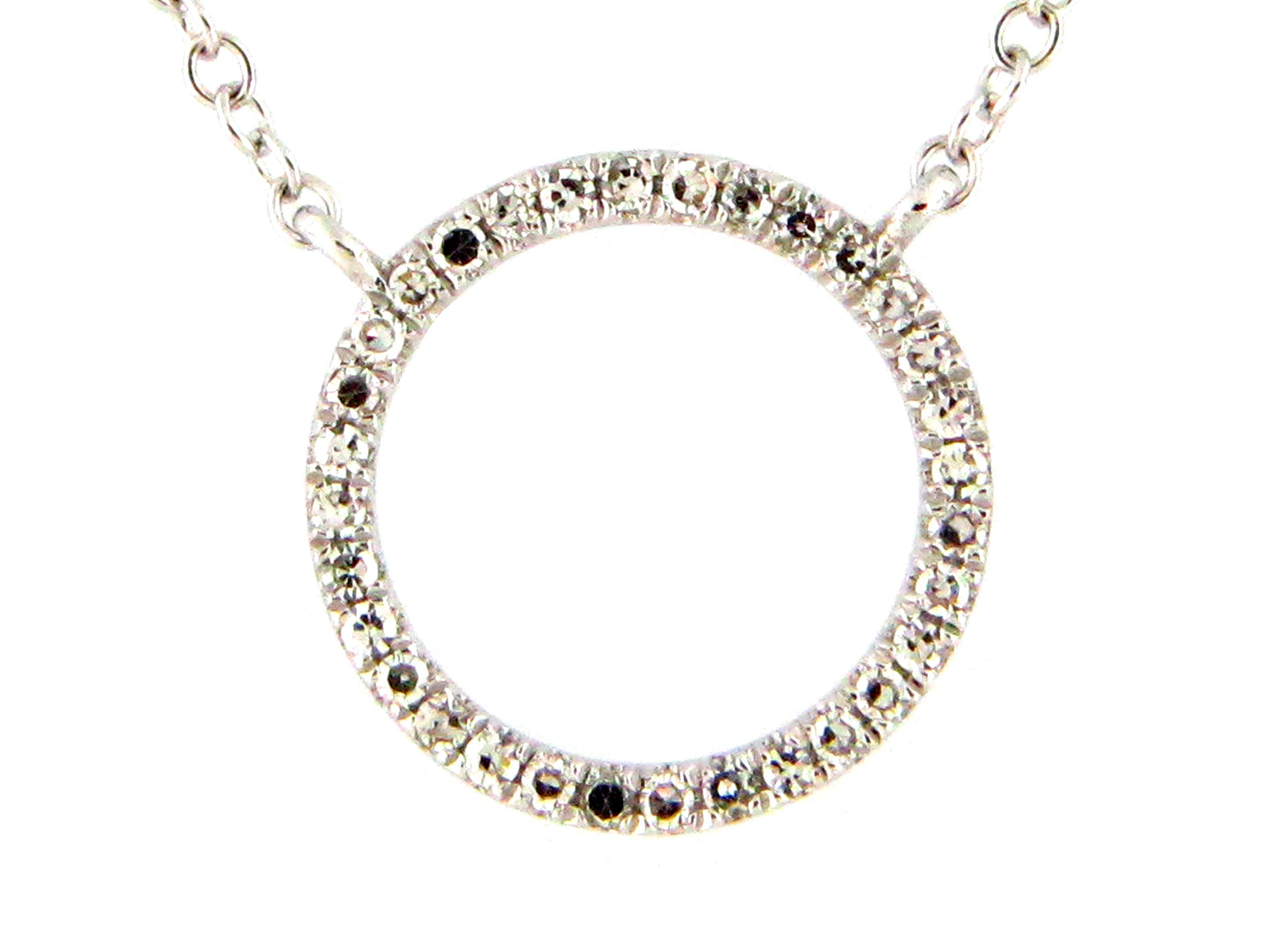 14K White Gold Diamond Circle of Love Necklace