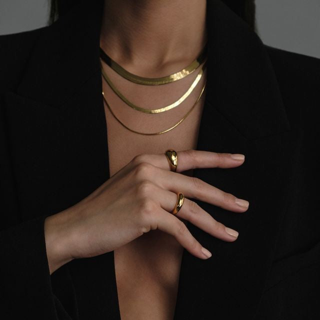 14K Yellow Gold Mini Herringbone Chain