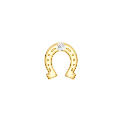 14K Yellow Gold Diamond Horseshoe Studs