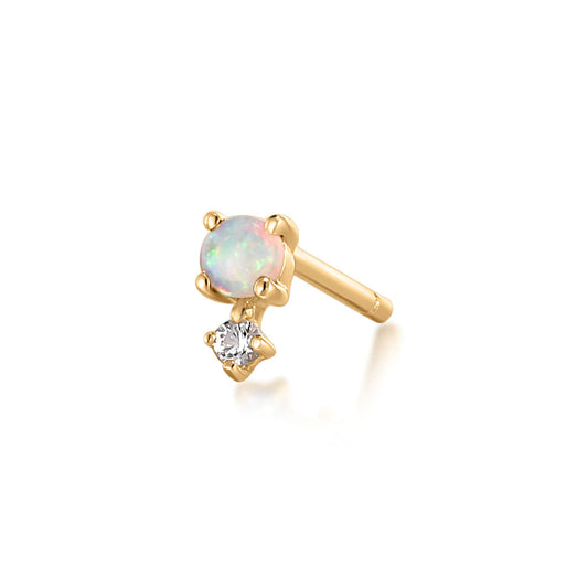 OCTOBER | Opal and White Sapphire Stud Earring