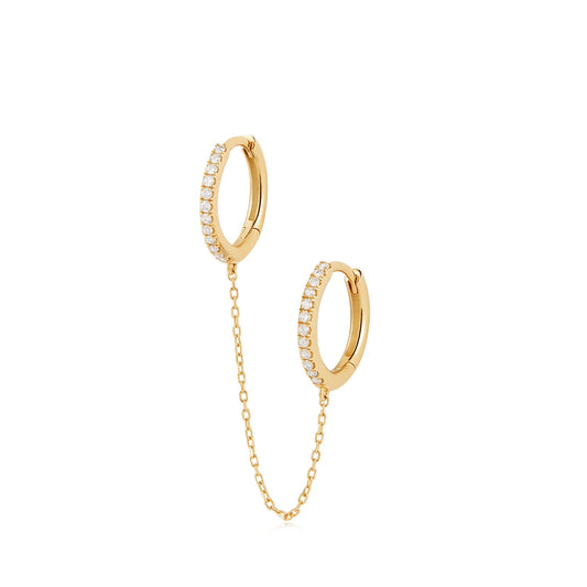 QUINN | 14K Yellow Gold Diamond Double Chain Hoop