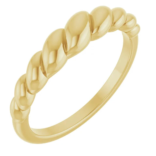 14K Yellow Gold Rope Dome Ring