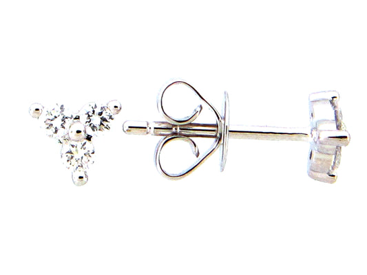 14K White Gold Trio Diamond Stud Earrings