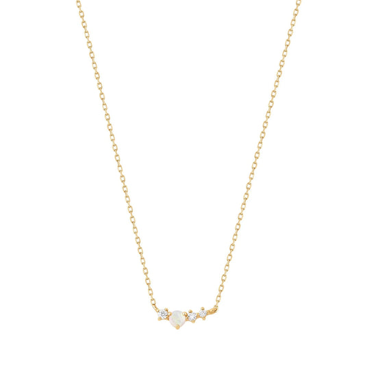 VENUS | 14K Yellow Gold Opal and Diamond Necklace